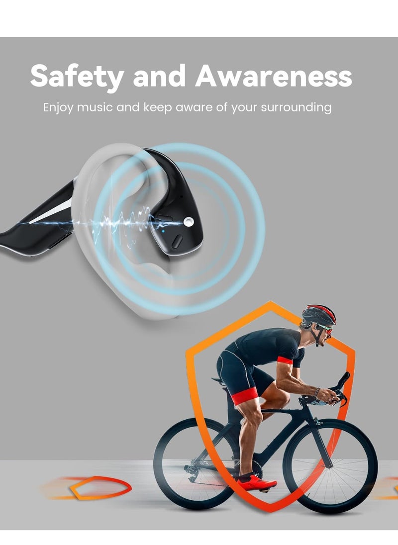 Captaintech Bluetooth Bone Conduction Headphones, Open-Ear Design with Mic, IP67 Waterproof Sports Earphones, 15-Hour Battery Life for Running, Cycling, and Workouts.  - Image 4