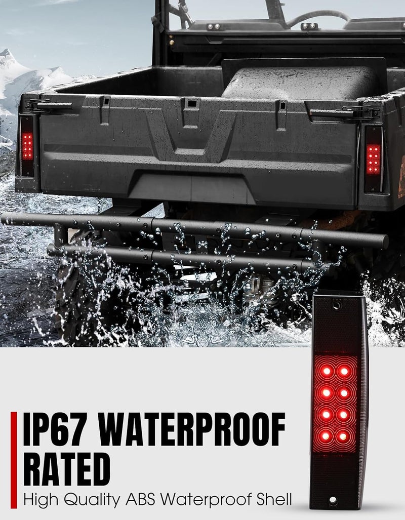A & UTV PRO LED Tail Lights Kit for Polaris Ranger 400 570 Midsize 800 EFI - Smoked Rear Brake Stop Taillight Assembly - Image 4