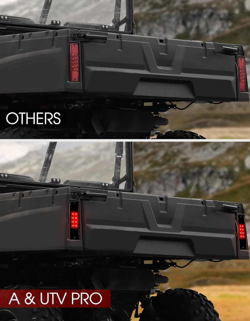 A & UTV PRO LED Tail Lights Kit for Polaris Ranger 400 570 Midsize 800 EFI - Smoked Rear Brake Stop Taillight Assembly - Image 3