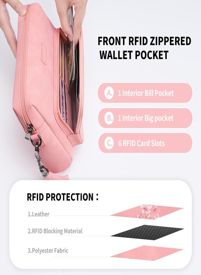 Pomelo Best Crossbody Purses for Women with Built-in RFID Wallet, Soft Suede Leather Shoulder Bags with Adjustable Strap for Travel, Work, Daily Use Pink - Image 2