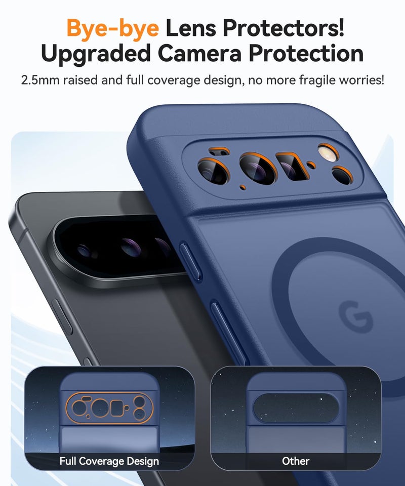 كانشن CANSHN Magnetic for Google Pixel 10 Pro XL Case(6.8 Inch), Upgraded [Full Camera Protection] [Compatible with Magsafe] [Translucent Matte] Shockproof Protective Phone Cover, Deep Blue - Image 3