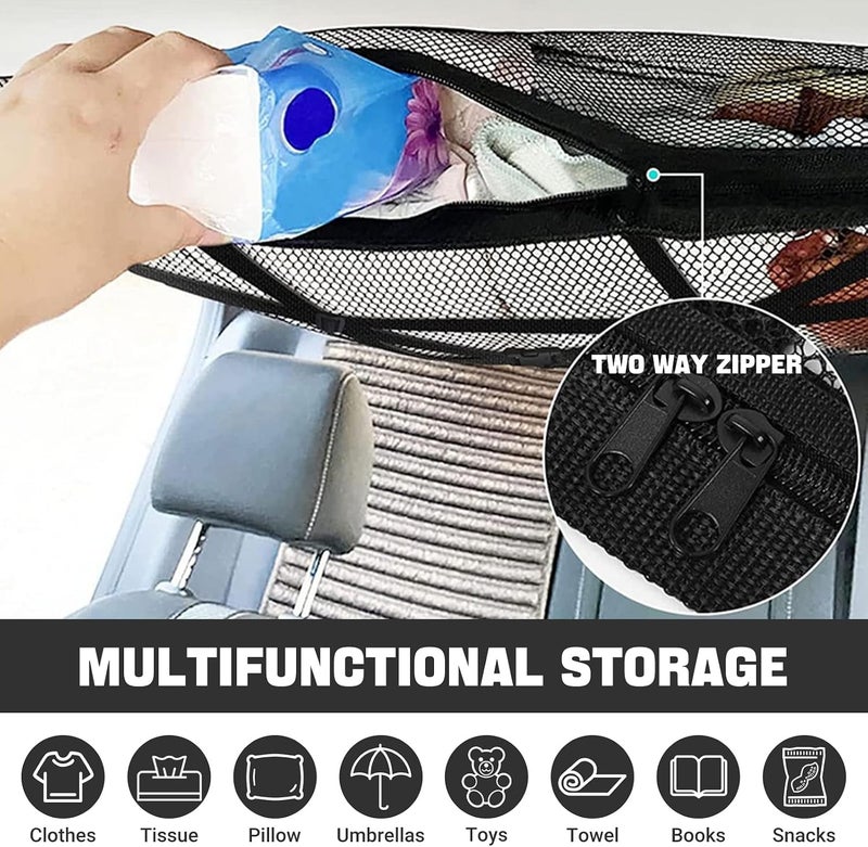 Car Ceiling Cargo Net, Roof Storage Organizer - 90cmx65cm Space Saving Car Net Storage Bag for Campervans, SUVs - Image 2