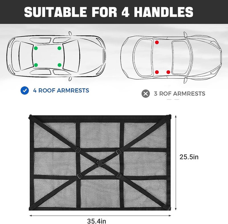 Car Ceiling Cargo Net, Roof Storage Organizer - 90cmx65cm Space Saving Car Net Storage Bag for Campervans, SUVs - Image 4