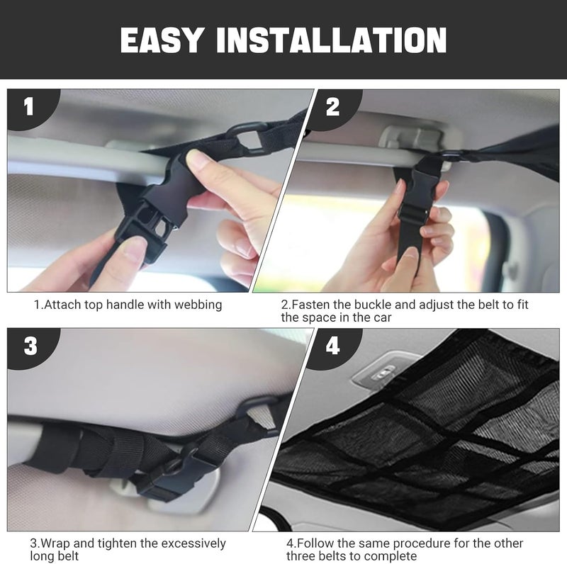 Car Ceiling Cargo Net, Roof Storage Organizer - 90cmx65cm Space Saving Car Net Storage Bag for Campervans, SUVs - Image 5