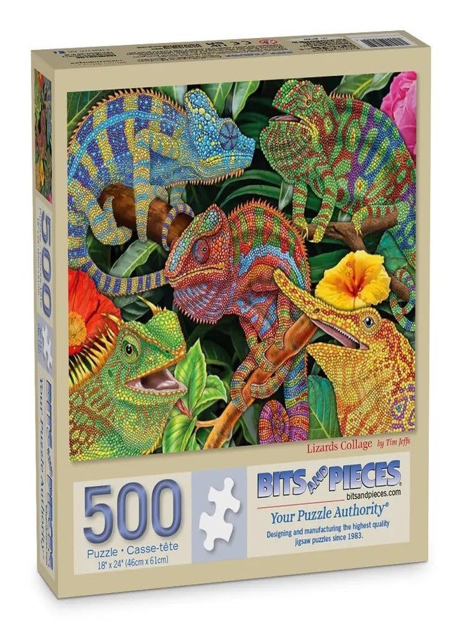 Bits and Pieces – Jigsaw Puzzle for Adults – Lizards Collage - Colorful Reptiles Jigsaw Puzzle by Tim Jeffs (500 Piece Puzzle) - Image 3