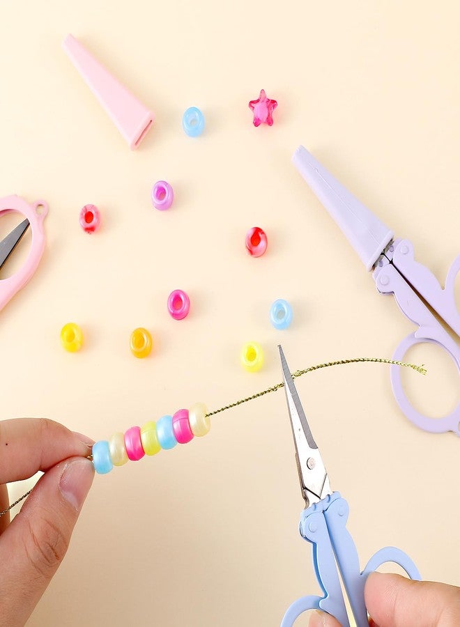 Grevosea 3Pcs Mini Scissors, Stainless Steel Badge Reel Portable Little Travel Scissors With Safety Cap Folding Shears Tiny Cutter for Cutting Scrapbooking Crafting Sewing - Image 5