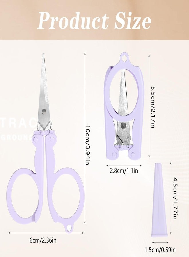 Grevosea 3Pcs Mini Scissors, Stainless Steel Badge Reel Portable Little Travel Scissors With Safety Cap Folding Shears Tiny Cutter for Cutting Scrapbooking Crafting Sewing - Image 2