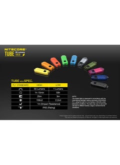 نايت كور مصباح يدوي Nitecore Tube V2.0 Keychain، 55 لومن ساطع وقابل لإعادة الشحن عبر USB وخفيف الوزن للغاية وصغير الحجم (أسود)  - Image 5