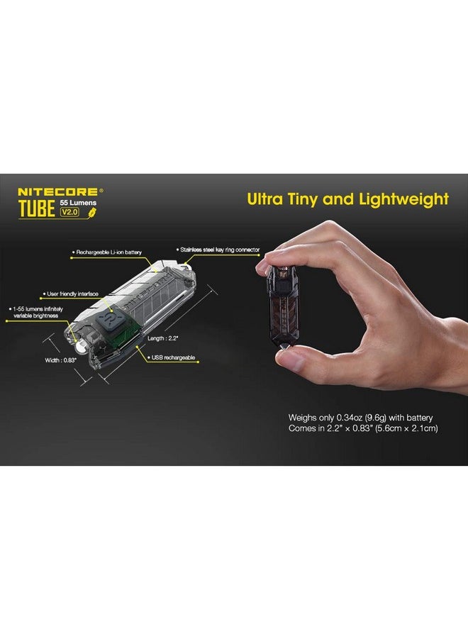 NITECORE Nitecore Tube V2.0 Keychain Flashlight, 55 Lumen Bright USB Rechargeable Ultra Lightweight Compact (Black)  - Image 4