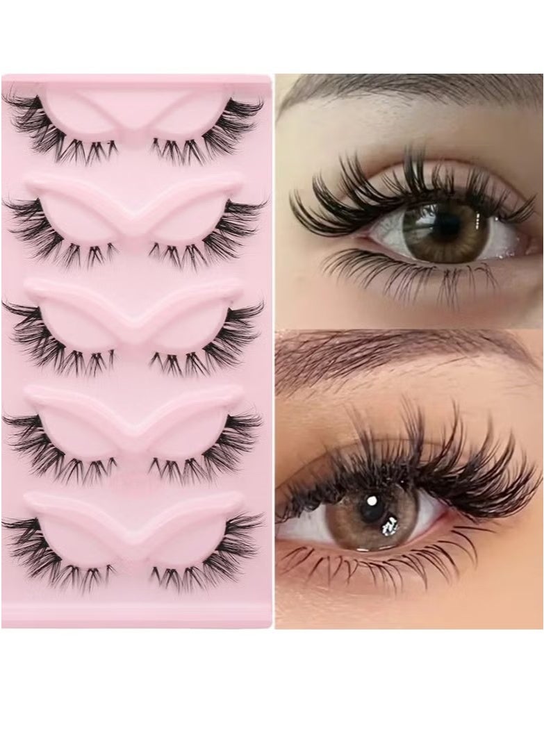 Generic Reusable Long Lasting Natural False Eyelashes Ladies Party False Eyelashes 3D Curl (5 Pairs)  - Image 1