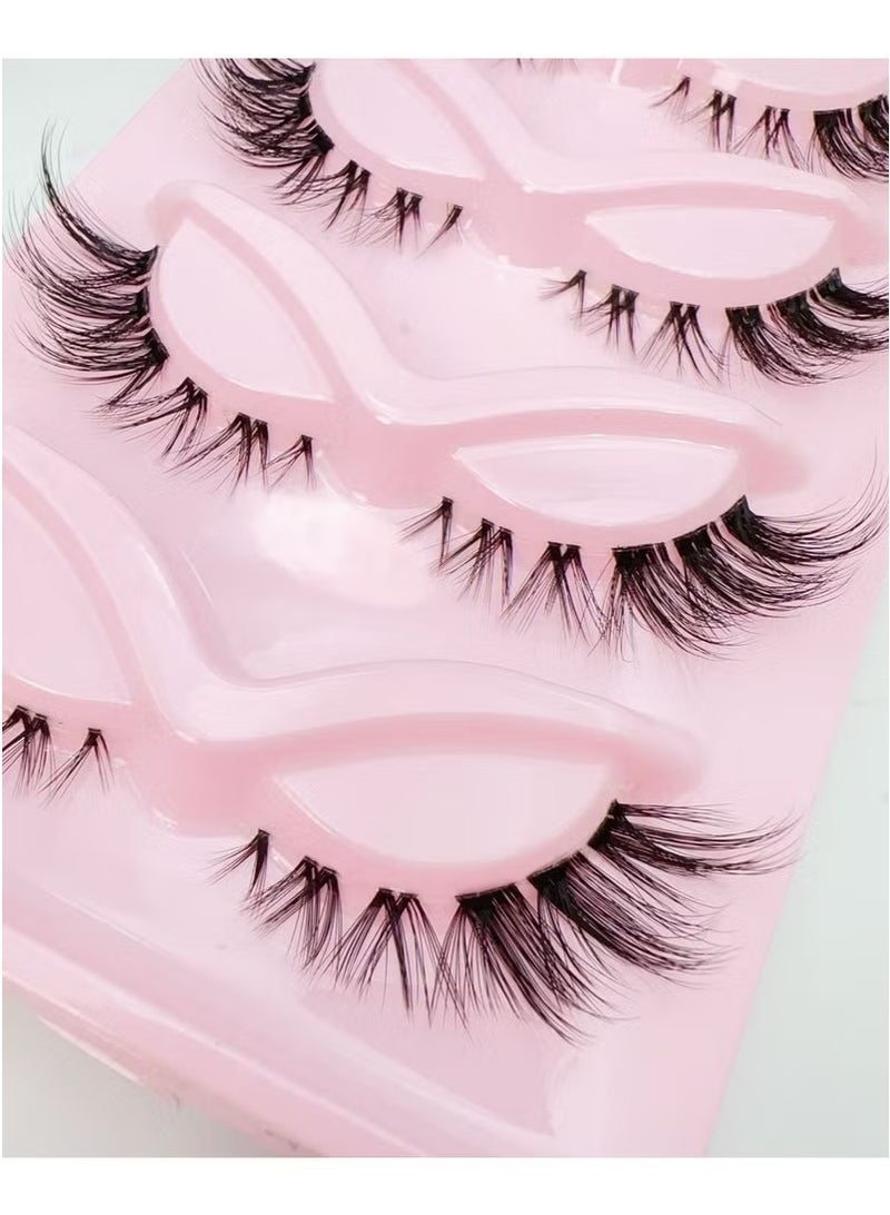 Generic Reusable Long Lasting Natural False Eyelashes Ladies Party False Eyelashes 3D Curl (5 Pairs)  - Image 2