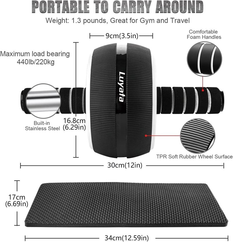 Luyata Ab Roller Wheel, 10-In-1 Ab Exercise Wheels Kit with Resistance Bands, Knee Mat, Jump Rope, Push-Up Bar - Home Gym Equipment for Men Women Core Strength & Abdominal Exercise - Image 2