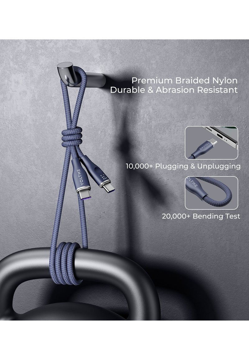 VOLTME 100W USB-C to USB-C Fast Charging Cable 1m/3.3ft, Dual Nylon Braided Cord, PD 5A Type-C, Compatible with iPhone Air, iPhone 17/17 Pro/17 Pro Max, 16/15 Series, iPad Pro/Air, MacBook Pro/Air 2023, Samsung Galaxy S25/S24/S23 Ultra, Huawei P60, Xiaomi 14/13, Google Pixel 9/8, Dell XPS, Lenovo ThinkPad X1, Asus ROG, HP Spectre, LG, Tablets, Nintendo Switch and More - Blue - Image 3