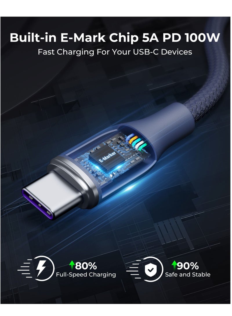 VOLTME 100W USB-C to USB-C Fast Charging Cable 1m/3.3ft, Dual Nylon Braided Cord, PD 5A Type-C, Compatible with iPhone Air, iPhone 17/17 Pro/17 Pro Max, 16/15 Series, iPad Pro/Air, MacBook Pro/Air 2023, Samsung Galaxy S25/S24/S23 Ultra, Huawei P60, Xiaomi 14/13, Google Pixel 9/8, Dell XPS, Lenovo ThinkPad X1, Asus ROG, HP Spectre, LG, Tablets, Nintendo Switch and More - Blue - Image 2