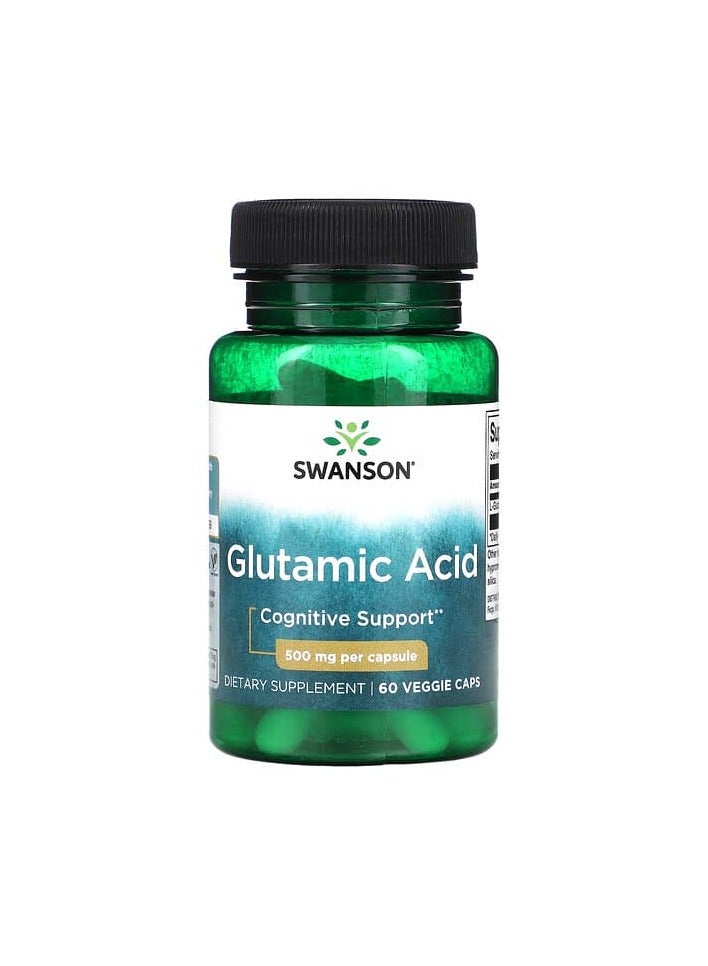 SWANSON Glutamic Acid, 500 mg, 60 Veggie Caps