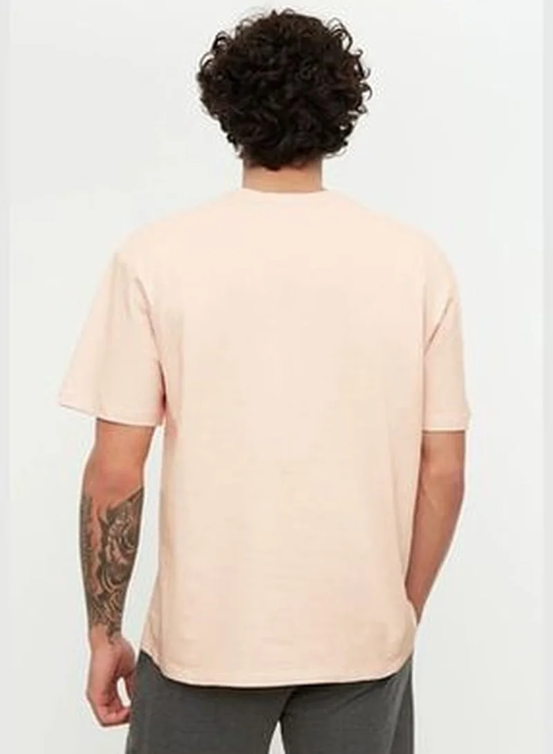trendyol Powder Men's Relaxed/Comfortable cut, Crew Neck Text Printed 100% Cotton T-Shirt TMNSS20TS1097