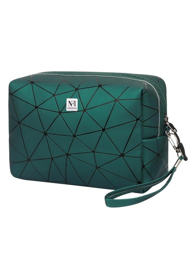 NFI essentials PU Diamond Print Makeup Pouch for Women Stylish Pouch for Makeup Accessories Storage Cosmetic Pouch Make up Bag for Girls Travel Organiser Pouch - Image 1