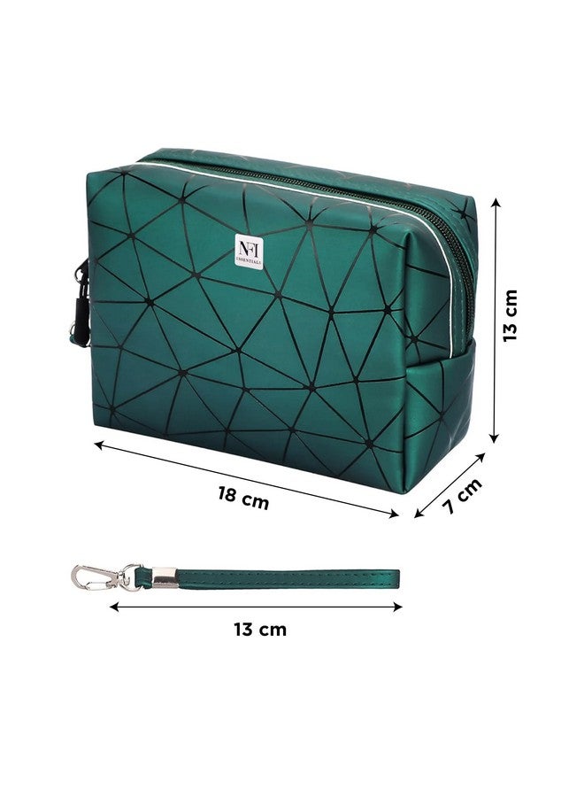 NFI essentials PU Diamond Print Makeup Pouch for Women Stylish Pouch for Makeup Accessories Storage Cosmetic Pouch Make up Bag for Girls Travel Organiser Pouch - Image 4