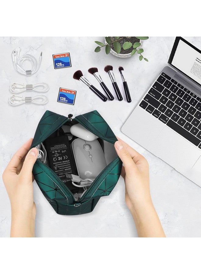 NFI essentials PU Diamond Print Makeup Pouch for Women Stylish Pouch for Makeup Accessories Storage Cosmetic Pouch Make up Bag for Girls Travel Organiser Pouch - Image 2