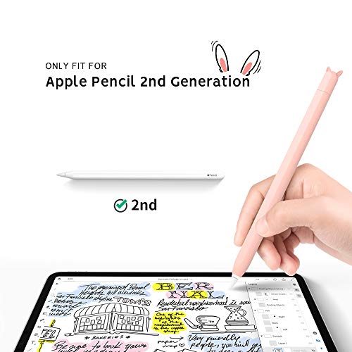 ELETIUO Cute Ear Case Silicone Skin Cover for Apple Pencil 2nd Generation, and Protective Nib Cover Accessories Compatible with iPad Pro 11 12.9 inch,Pink - Image 2