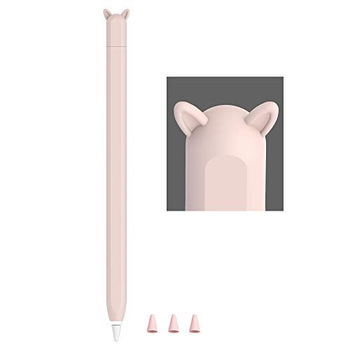 ELETIUO Cute Ear Case Silicone Skin Cover for Apple Pencil 2nd Generation, and Protective Nib Cover Accessories Compatible with iPad Pro 11 12.9 inch,Pink - Image 1