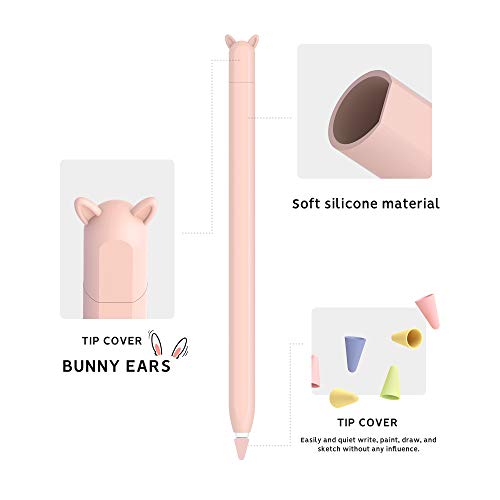 ELETIUO Cute Ear Case Silicone Skin Cover for Apple Pencil 2nd Generation, and Protective Nib Cover Accessories Compatible with iPad Pro 11 12.9 inch,Pink - Image 3