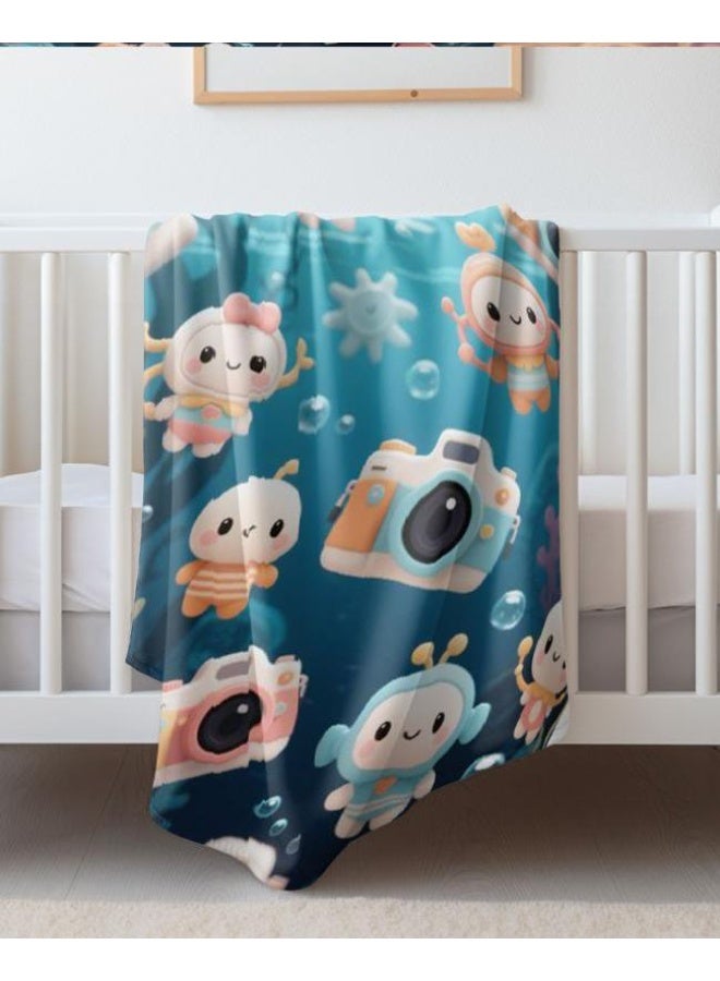 عام بطانية رقيقة من الفانيلا الكرتونية للأطفال والرضع (دافئة ومريحة، ومناسبة للنوم والألعاب) 70 سم * 100 سم - Image 1