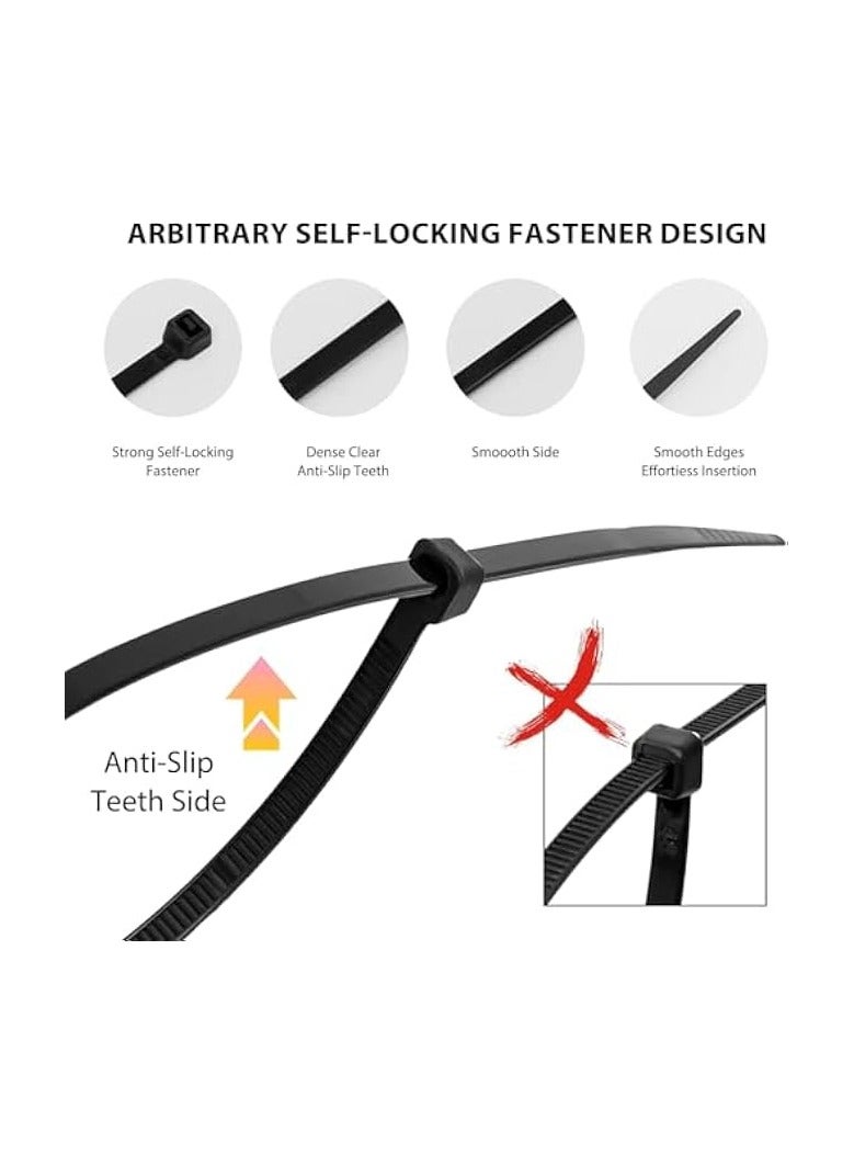 erorex Cable Zip Ties,400 Pack Black Assorted Sizes 12+8+6+4 Inch,Multi-Purpose Self-Locking Nylon Cable Cord Management,Plastic Wire Ties for Home,Office,Garden,Workshop(Black) - Image 2