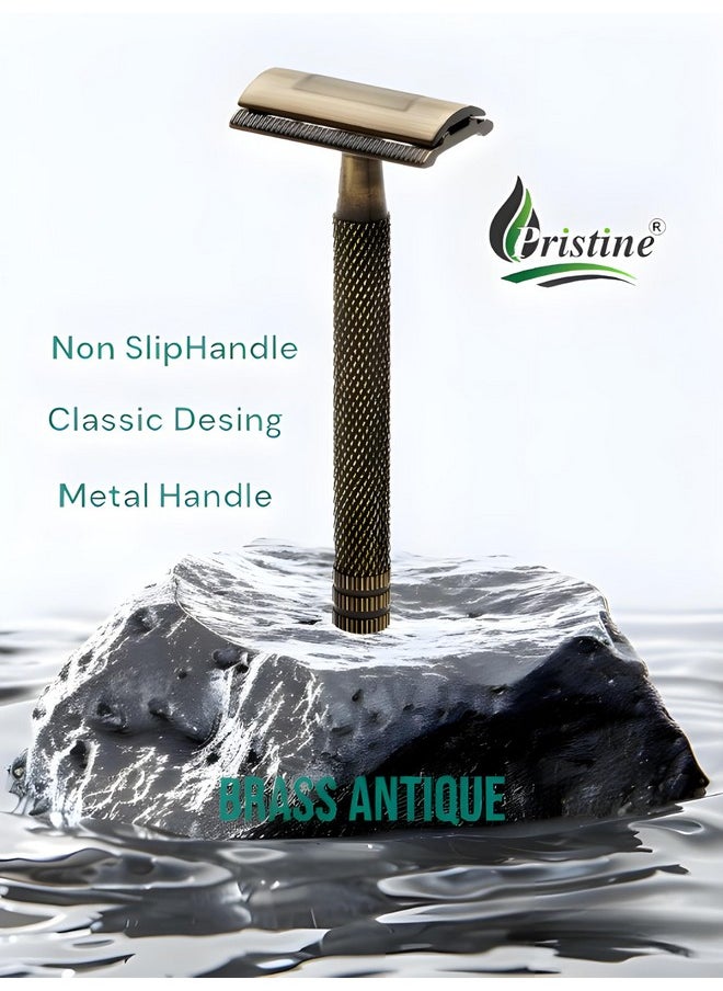 Pristine Pristine Shaving Double Edge Safety Razor For Men Antique Brass Classic & Traditional Shaving Razor (Close Comb)  - Image 5