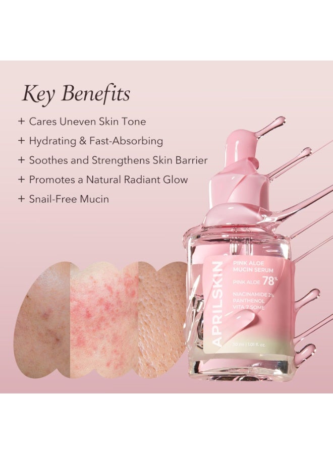 APRILSKIN Pink Aloe Mucin Serum 1.01 fl.oz (30ml) Hydrating 78% Jeju Aloe Mucin Formula with Non-Sticky Finish for a Glass Glow Look, Korean Skincare - Image 3