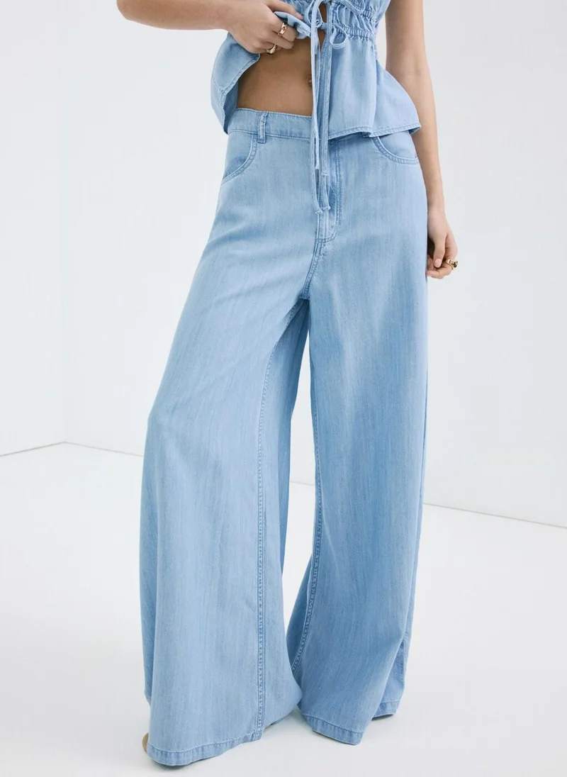 مانجو Mid-Rise Palazzo Jeans