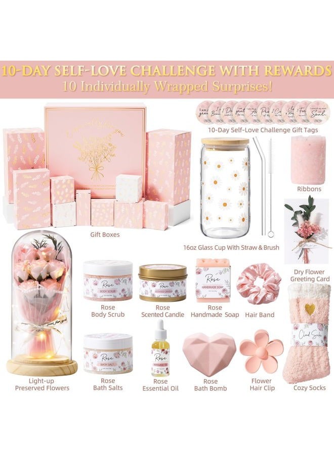 Qinline SPA Gifts for Women & Teen Girl – 10 PCS Mothers Day Birthday Gift Basket, Luxury Self Care Home Bath Set for Relaxing, Get Well Soon Care Package & Pampering Gifts for Her Friend Daughter Mom - Image 3