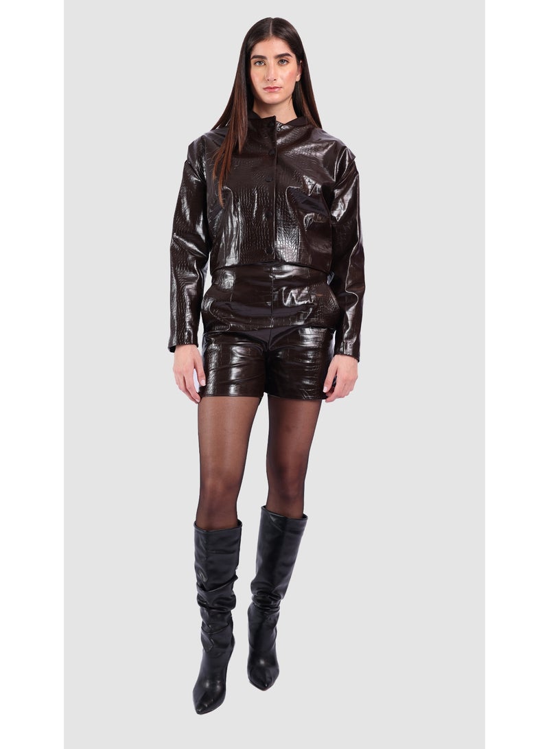 KYVELi NoirCroc Leather Jacket - Image 1