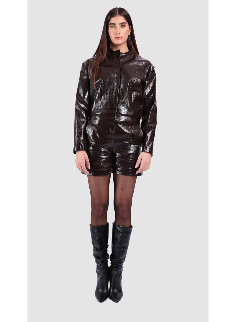 KYVELi NoirCroc Leather Jacket - Image 2