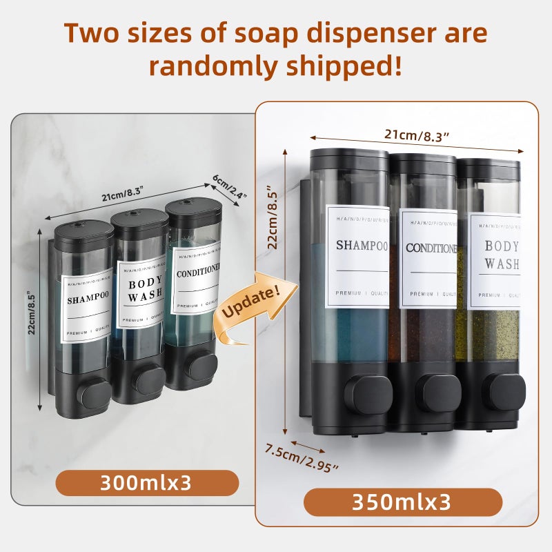 Cabo Deseado Shampoo and Conditioner Dispenser,Shower Soap Dispenser 3 Chamber No Drill Wall-Mounted Shampoo Dispenser for Shower Wall Mounted Shower Dispenser for Bathroom Hotel Large Capacity,Black - Image 4