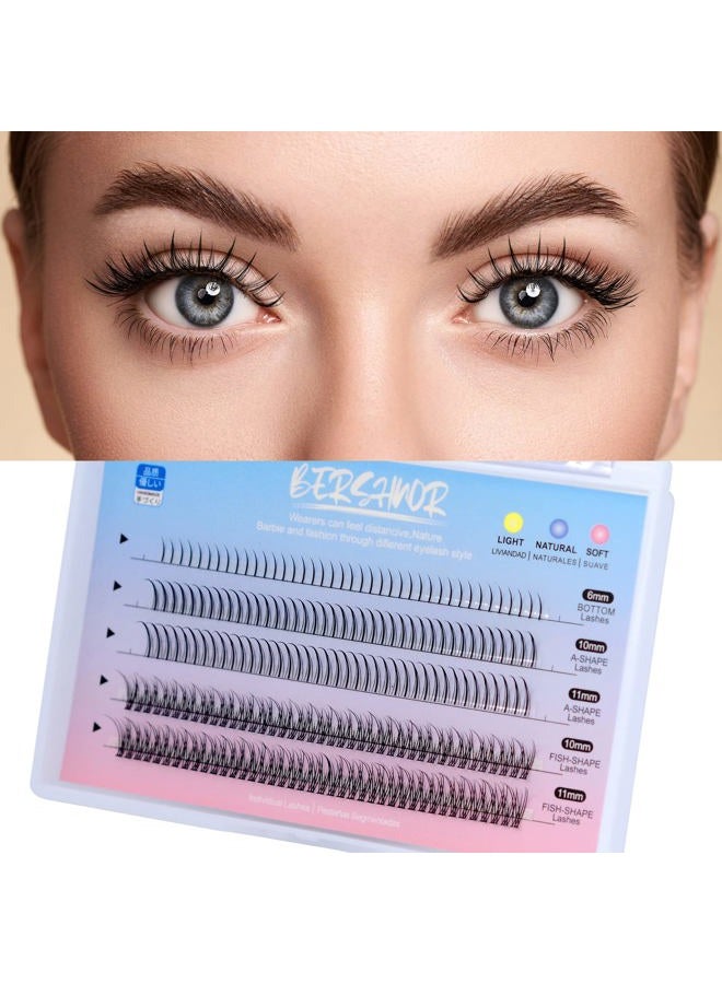 BERSHNOR BlueSmurfs Individual Fairy Eyelashes Extensions Fluffy DIY Cute Eye Cluster Eyelashes Natural Faux Mink False Eye Lashes Multipack of 170 Mini Individuals Fairy Lash Clusters (Include Bottom Lashes) - Image 1