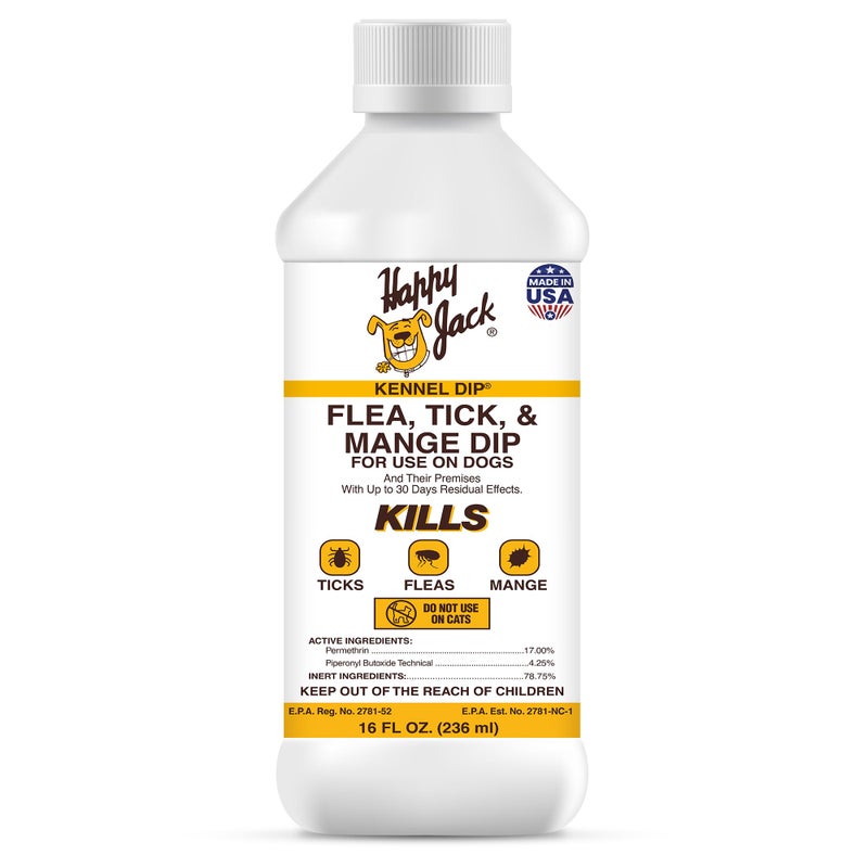 Happy Jack Kennel Dip Dog Flea and Tick Treatment & Prevention, Made in USA, Spray Yard & Home 30-Day Control, Kills Fleas, Ticks, Deer Ticks, Mange, Lice, for Puppies, Small to Large Dogs (16 oz) - Image 1
