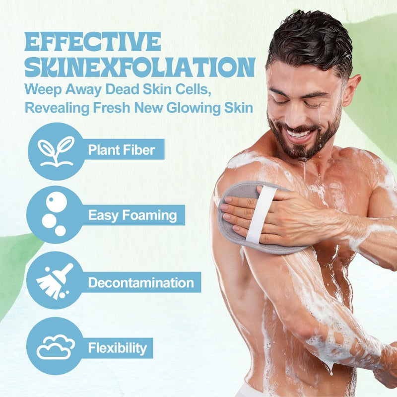 ZhouBoat 4 PCS Exfoliating Bath Sponges Soft Loofah Shower Scrubber with Elastic Hand Strap for Women Men Gentle Skin Cleansing Body Wash Towel Pouf Pink, Blue, White, Gray - Image 2