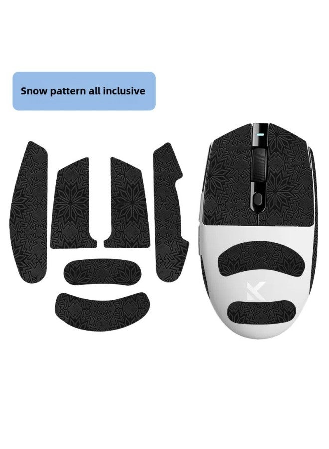 For Mai From G3 Mouse Anti-slip Stickers G3Pro Stickers Max Sweat-absorbent Stickers Ultra Anti-slip Stickers Special Full Package-Color: One Black Snowflake Pattern Mouse Sticker - Image 1