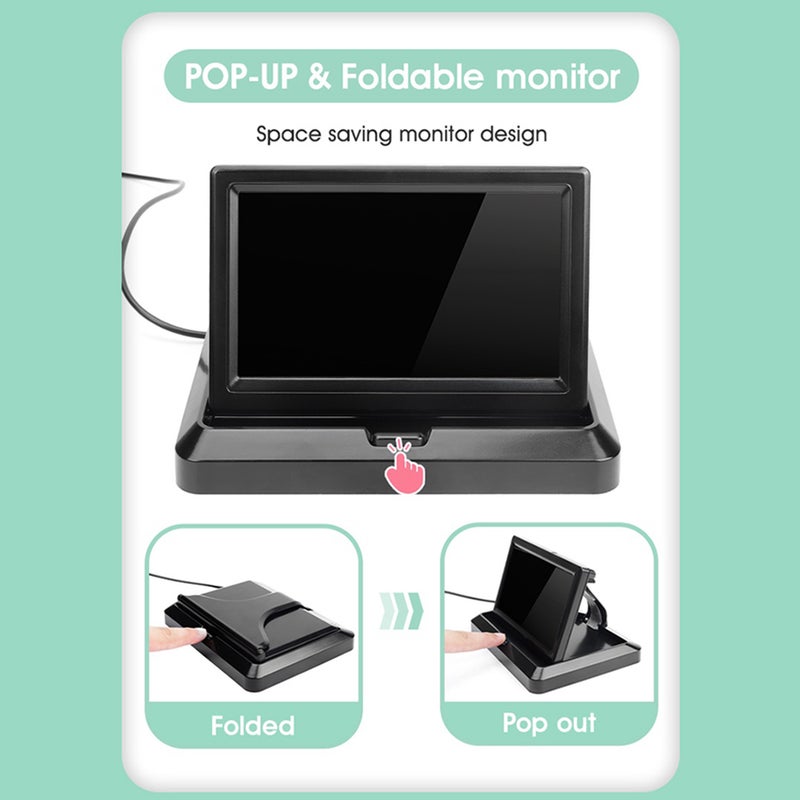 Car Baby Monitor Safety Car Seat Mirror Camera with 4.3 Inch Large Display Screen Night Vision for Car Back Seat - Image 3