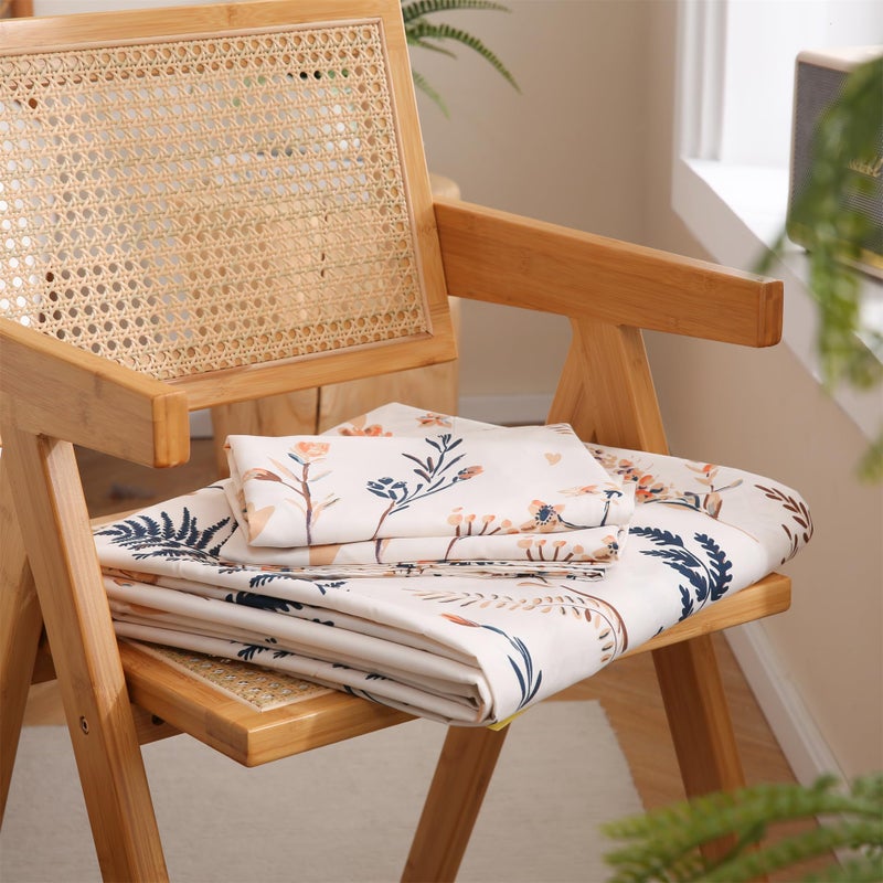 JSD مجموعة أغطية لحاف زهور جيس دي، حجم كينغ، 3 قطع، مطبوعة بنمط بوهيمي من الألياف الدقيقة مع إغلاق بسحاب - Image 4