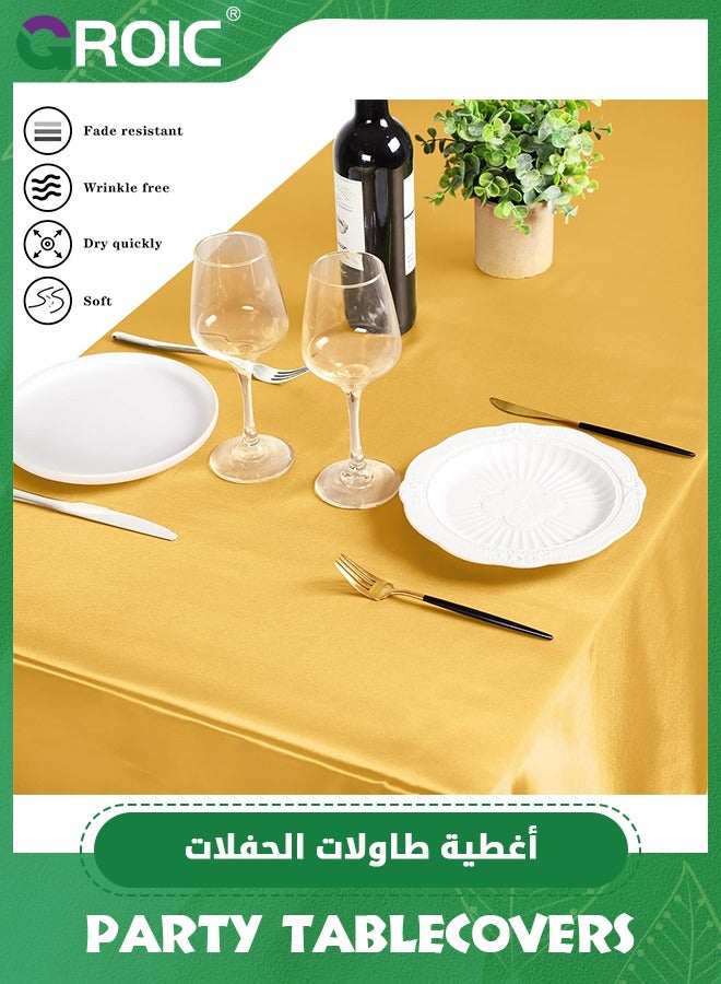 GROIC مفرش طاولة من الساتان مقاس 147 × 275 سم، غطاء طاولة مستطيل من الحرير اللامع، مفرش طاولة من القماش الناعم لتزيين طاولة حفلات الزفاف، ديكور الحفلات - Image 4