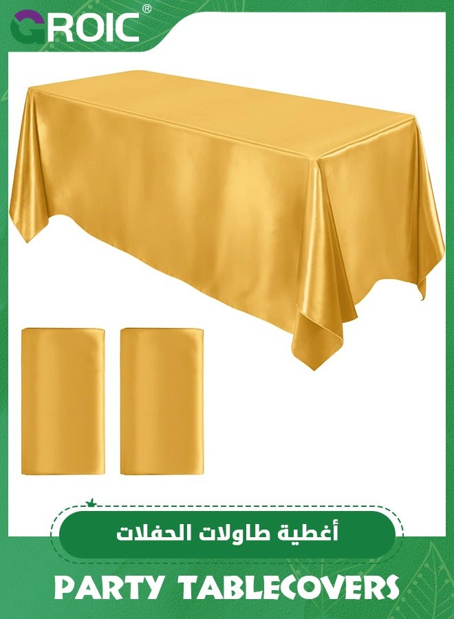 GROIC مفرش طاولة من الساتان مقاس 147 × 275 سم، غطاء طاولة مستطيل من الحرير اللامع، مفرش طاولة من القماش الناعم لتزيين طاولة حفلات الزفاف، ديكور الحفلات - Image 1