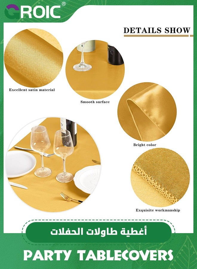 GROIC مفرش طاولة من الساتان مقاس 147 × 275 سم، غطاء طاولة مستطيل من الحرير اللامع، مفرش طاولة من القماش الناعم لتزيين طاولة حفلات الزفاف، ديكور الحفلات - Image 3