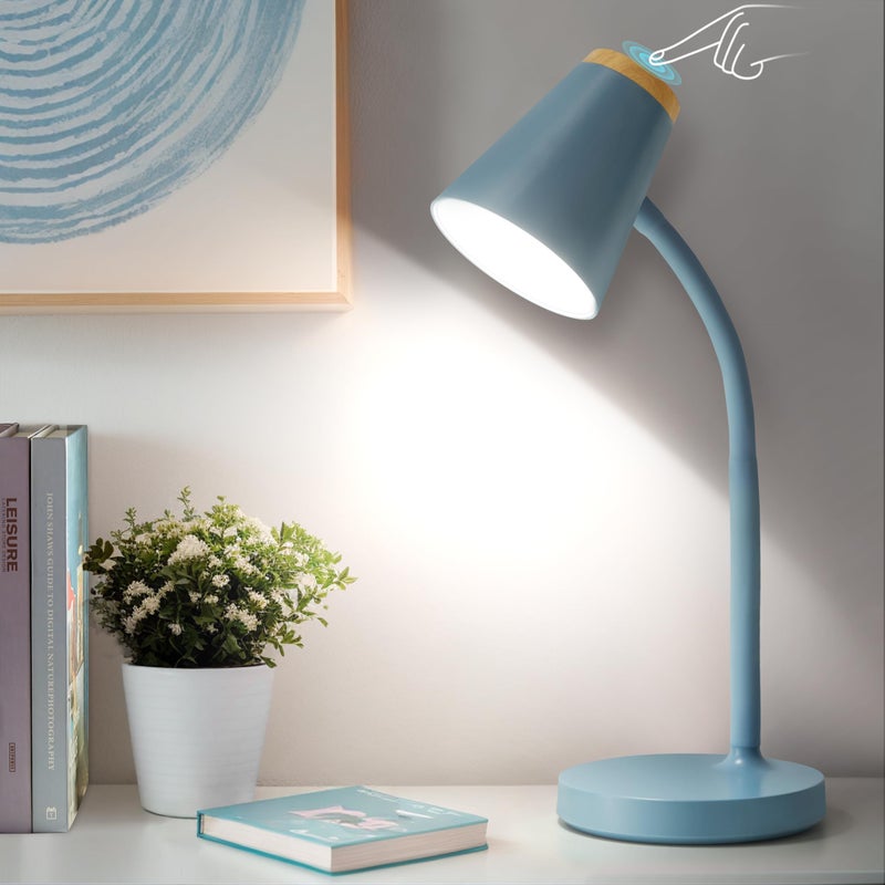 EJIAXIN Desk Lamps for Home Office Small LED Desk Lamp Touch Dimmable Reading Light for College Dorm Room Adjustable Flexible Gooseneck Table Lamp for Bedside Bedroom Nightstand Blue - Image 2