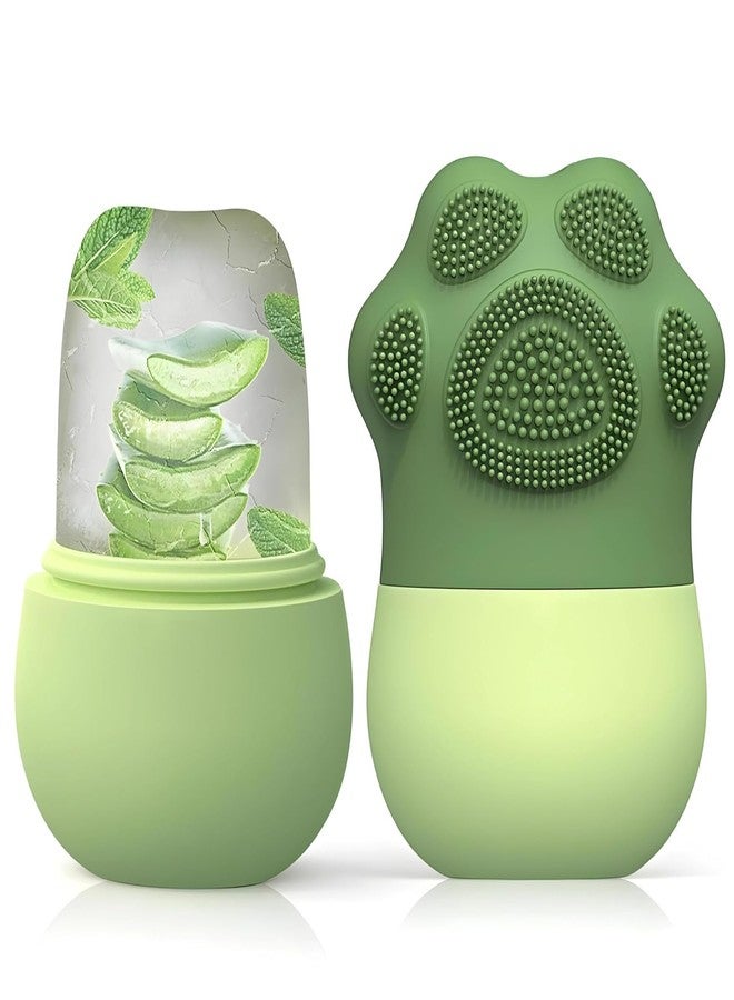 Episkey Ice Roller With Scrubber For Face Eyes and Neck To Brighten Skin & Enhance Your Natural Glow/Reusable Facial Treatment to Tighten & Tone Skin & De-Puff The Eye Area (GREEN-PRIMIUM) - Image 1