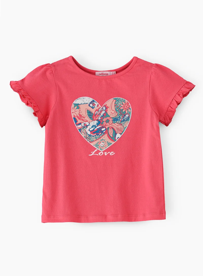 جيلين Sunshine Squad: Girls' Comfy Cotton Tees Playful Prints & Summer Fun