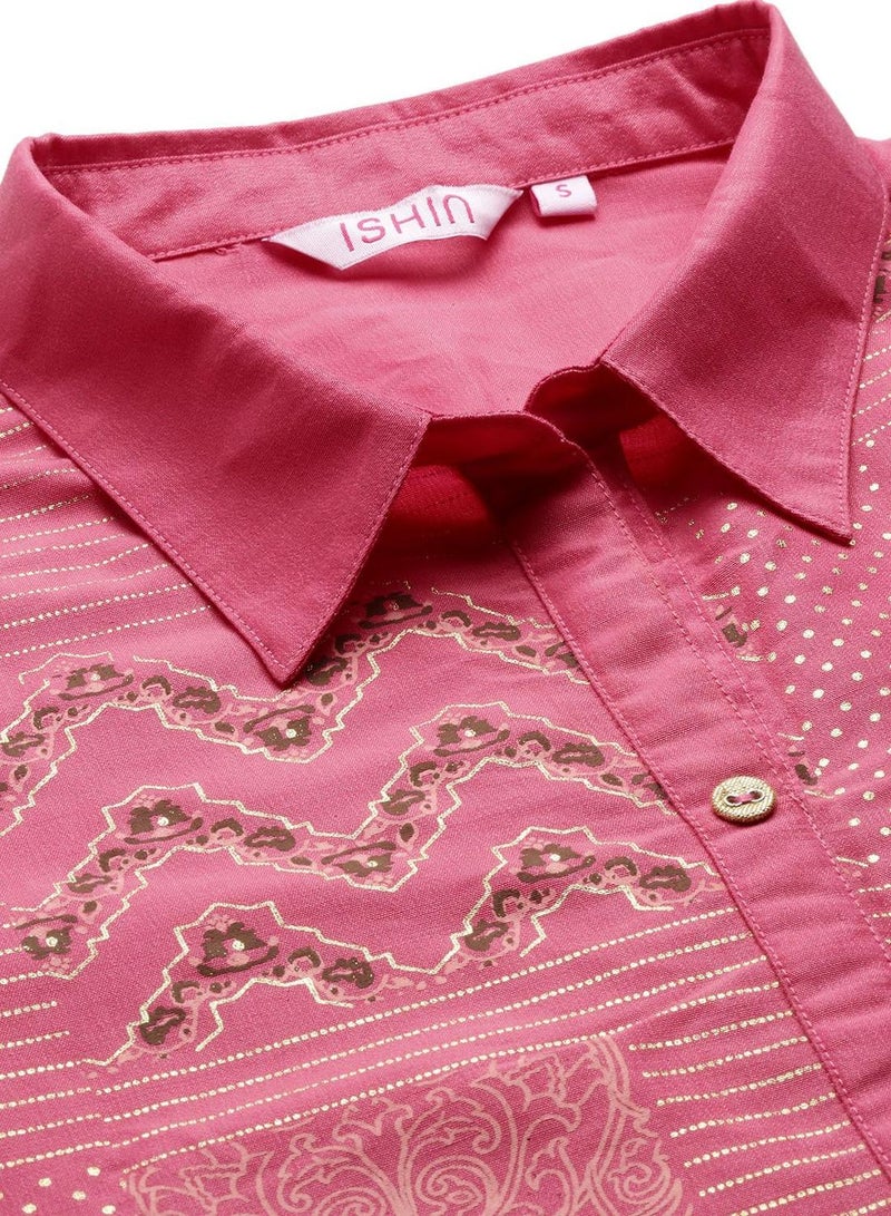 ISHIN Women's Pink Kurta Sets - Image 2