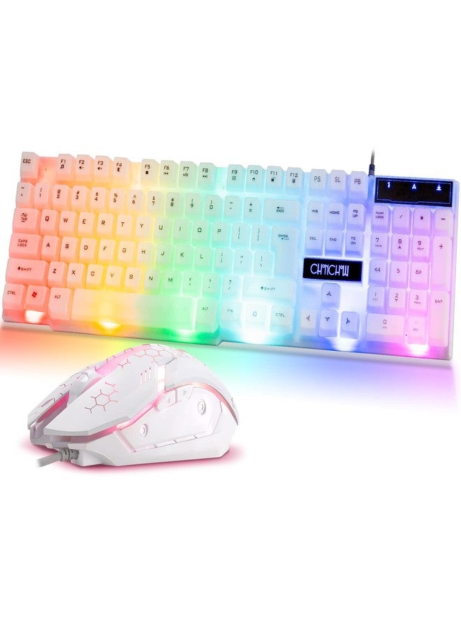 CHONCHOW RGB Gaming Keyboard and Mouse Combo,USB Wired Light Up Keyboard, Rainbow LED Lit Backlight Keyboard Mouse Set for Computer Windows PC PS4 Xbox Laptop iMac Resberry Pi - Image 1