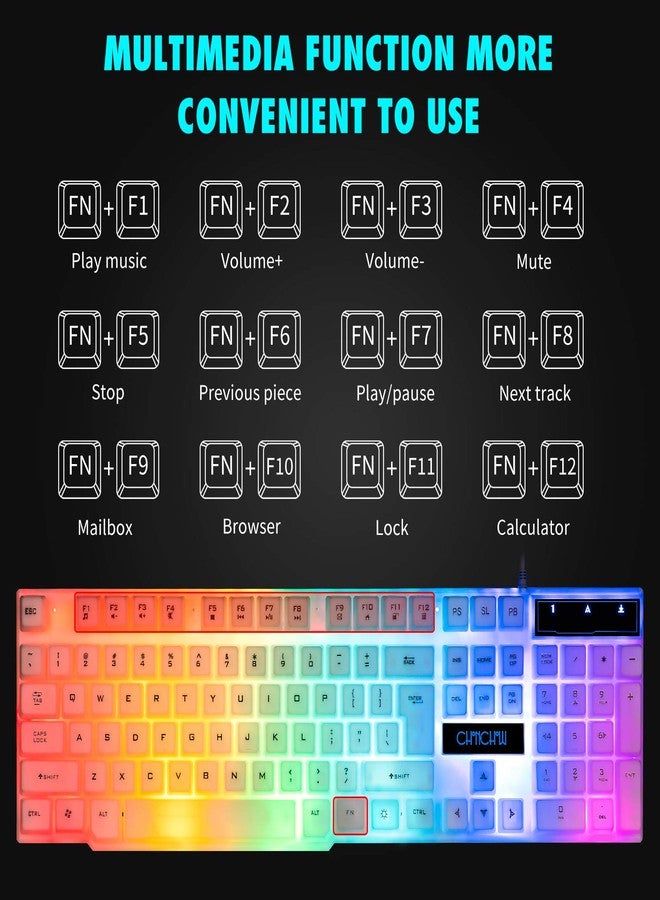CHONCHOW RGB Gaming Keyboard and Mouse Combo,USB Wired Light Up Keyboard, Rainbow LED Lit Backlight Keyboard Mouse Set for Computer Windows PC PS4 Xbox Laptop iMac Resberry Pi - Image 3